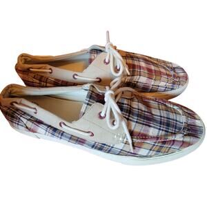Polo By Ralph Lauren Plaid Summer Boat Shoes 14 D MEN'S